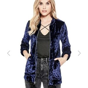 GUESS CRUSHED VELVET BOMBER JACKET